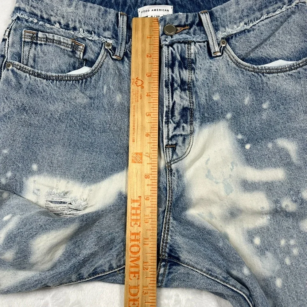 Good American Straight Leg Jeans Womens 6 Fits 28x29 Distressed‎ Bleach Splatter